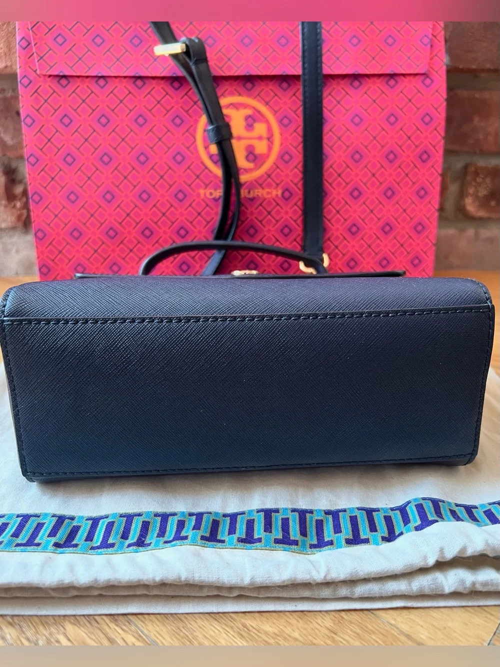 **SOLD** Tory Burch Navy Leather Robinson Small Top Handle Satchel Crossbody